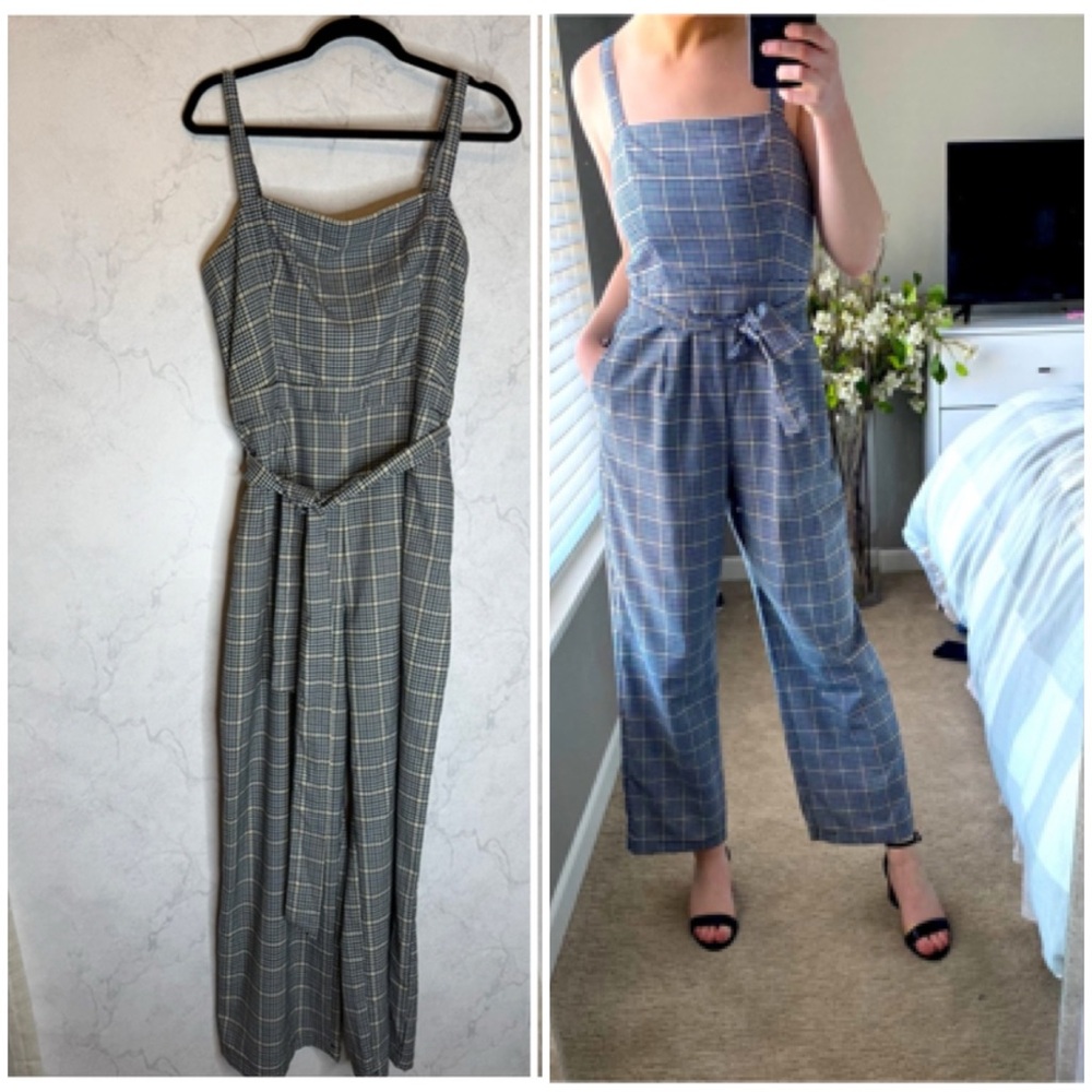 Abercrombie & Fitch Wide Leg Jumpsuit in gingham plaid